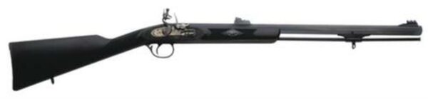 Traditions Black Powder Deerhunter Muzzleloader .50 Caliber Flintlock 24" Blue Octagonal Barrel Williams Metal Fiber Optic Sights Black Synthetic Stock